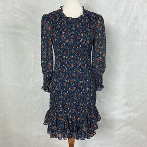 Veronica Beard Blue Floral 3/4 Sleeve Farha Floral Smocked Mini Dress 4